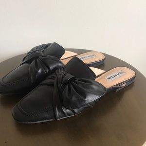 Leather Mules with Bow Detail - worn once